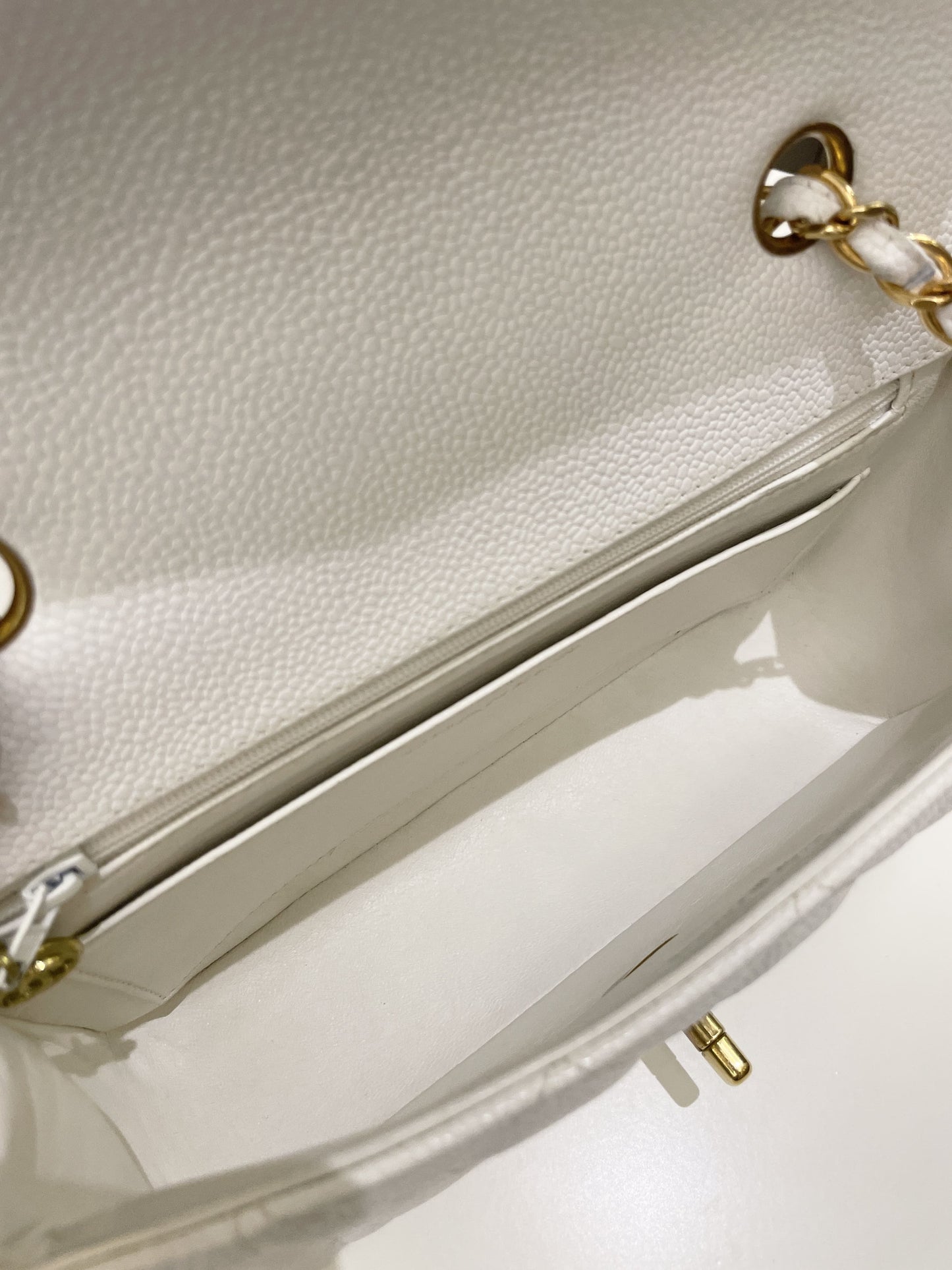Chanel Vintage Quilted Diana Flap Bag White Caviar