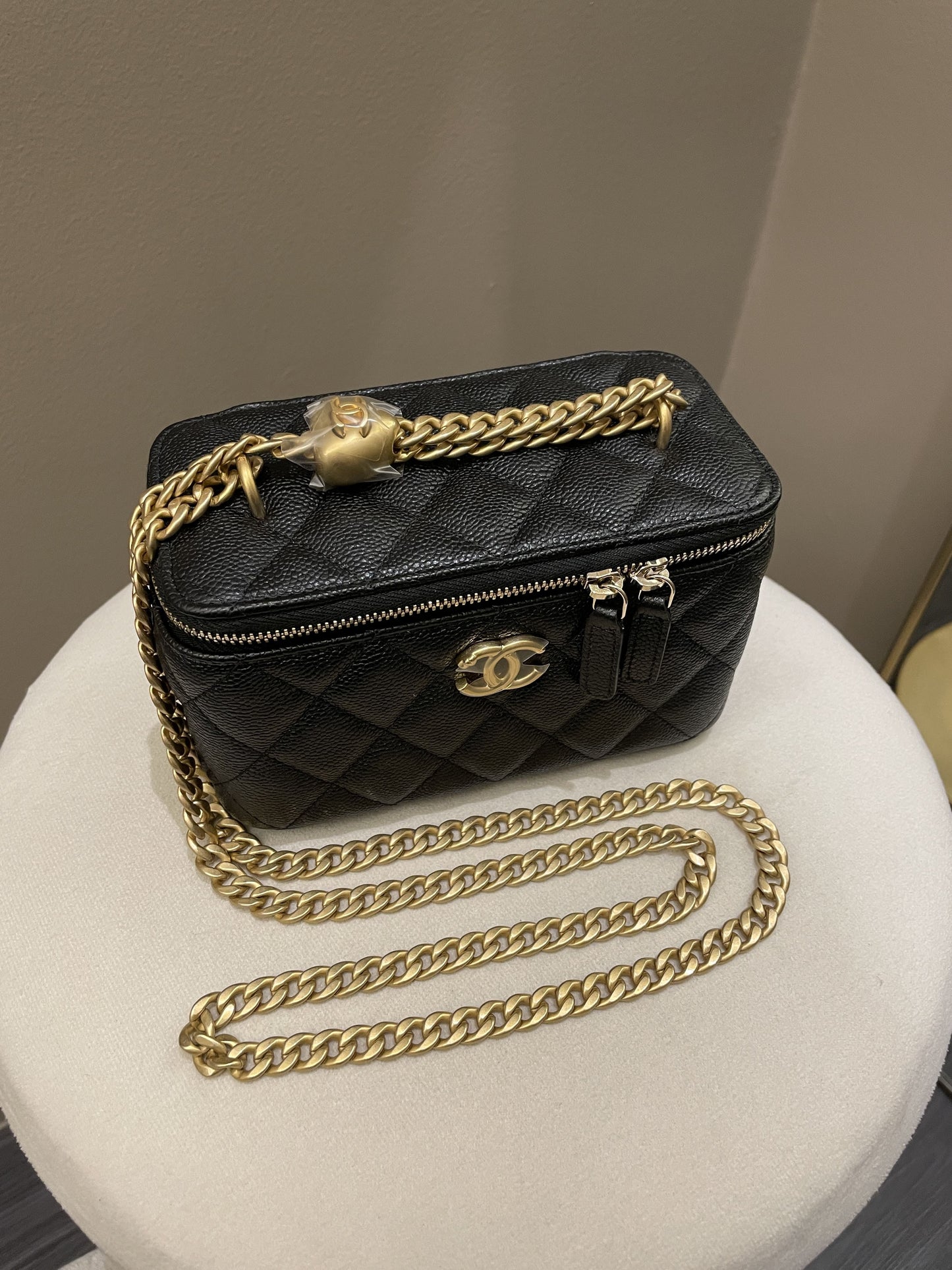 Chanel 23P Sweet Heart Vanity Rectangular Black Caviar