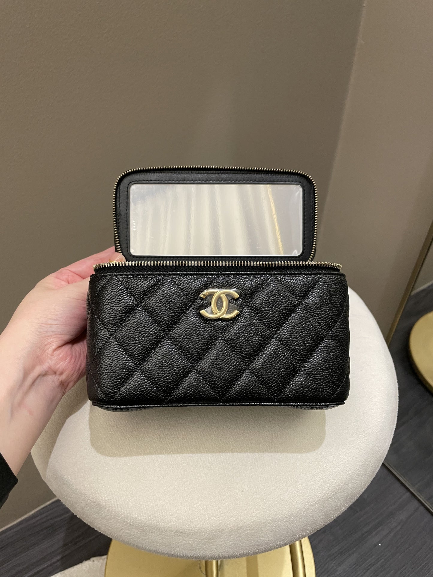 Chanel 23P Sweet Heart Vanity Rectangular Black Caviar