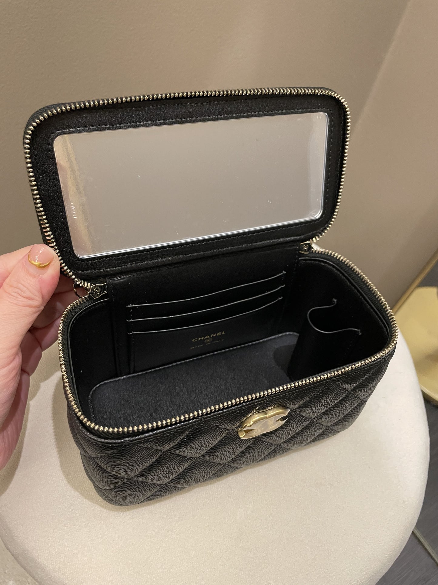 Chanel 23P Sweet Heart Vanity Rectangular Black Caviar