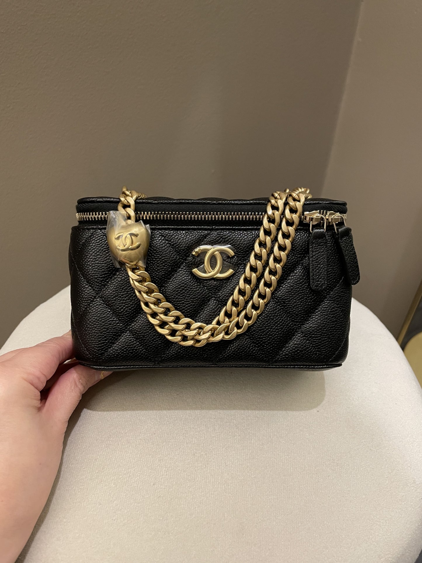 Chanel 23P Sweet Heart Vanity Rectangular Black Caviar