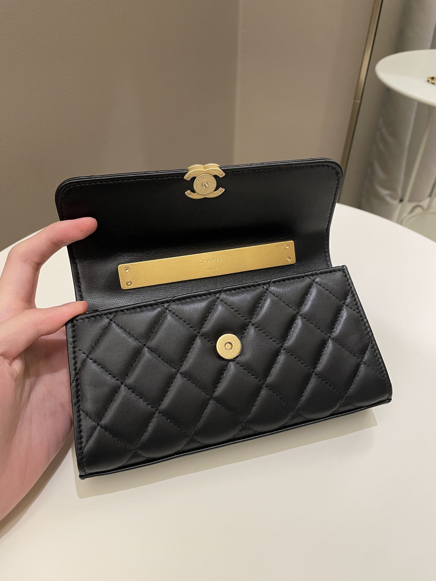 Chanel 22B Quilted Top Handle Flap Bag Black Lambskin