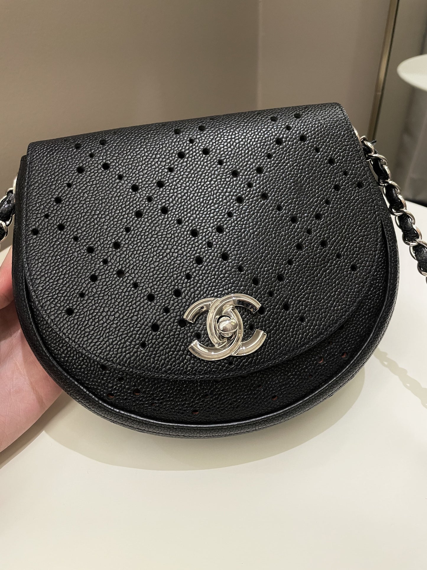 Chanel Perforated Curve Bag Black Caviar