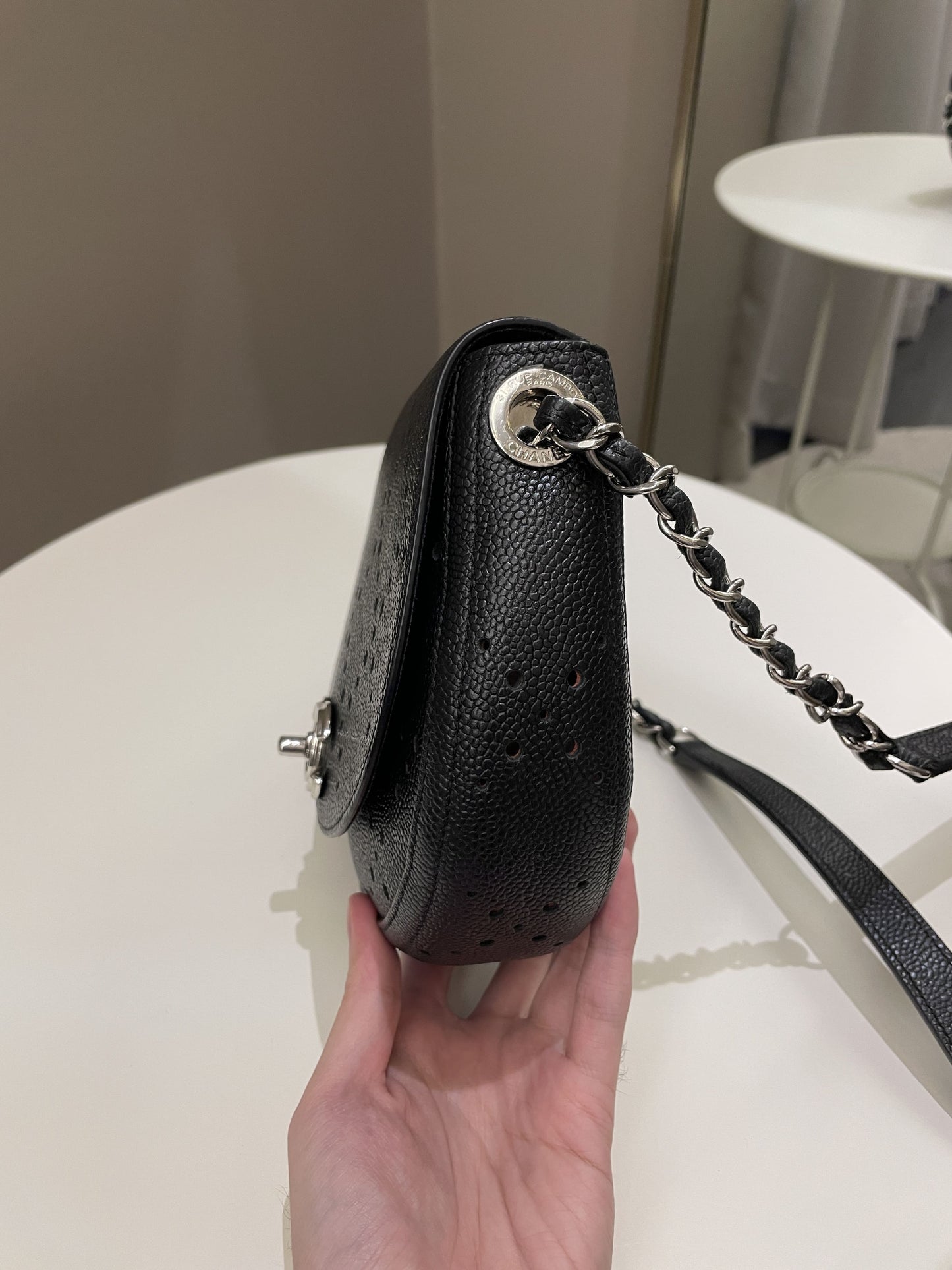 Chanel Perforated Curve Bag Black Caviar