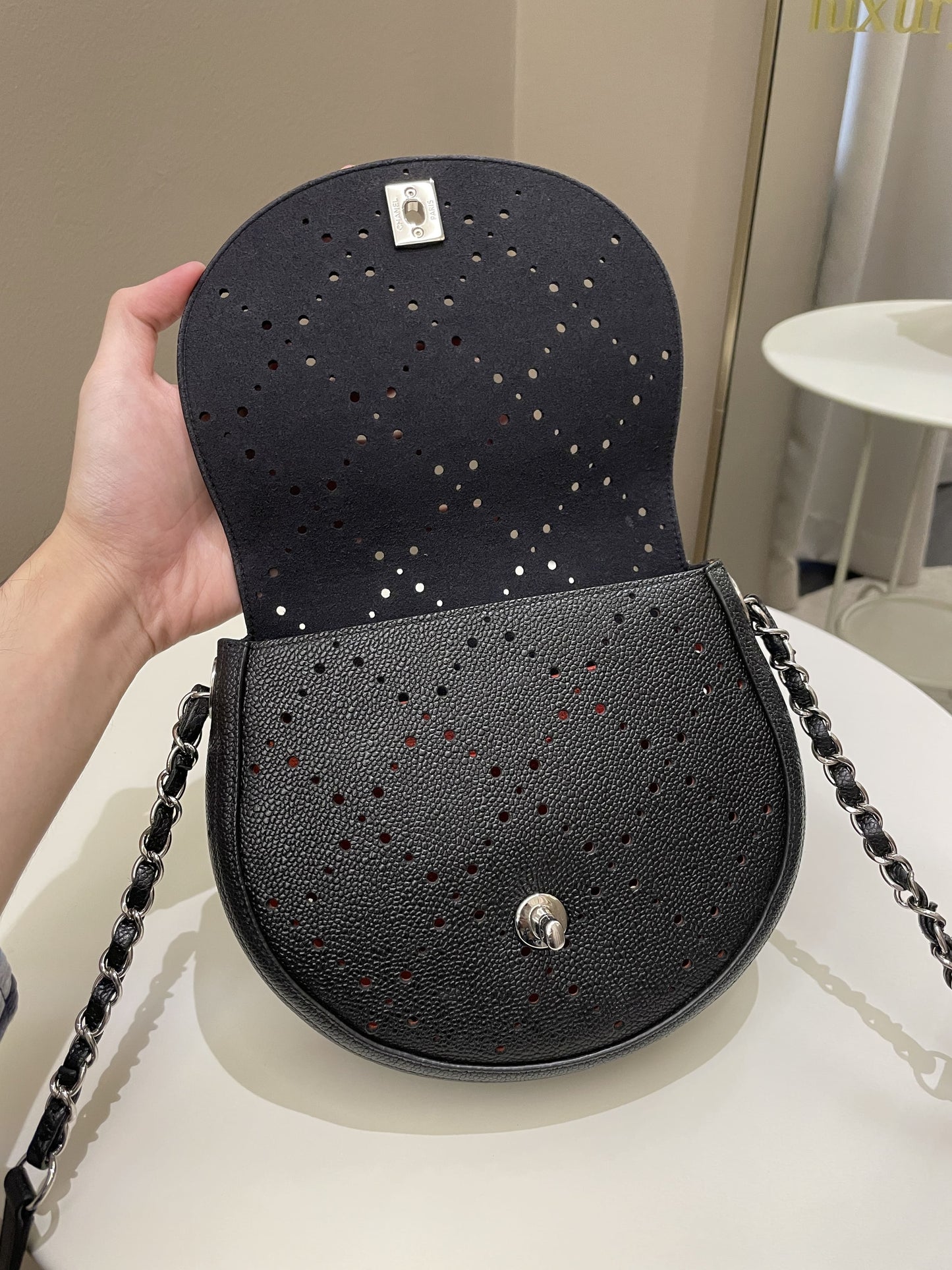 Chanel Perforated Curve Bag Black Caviar