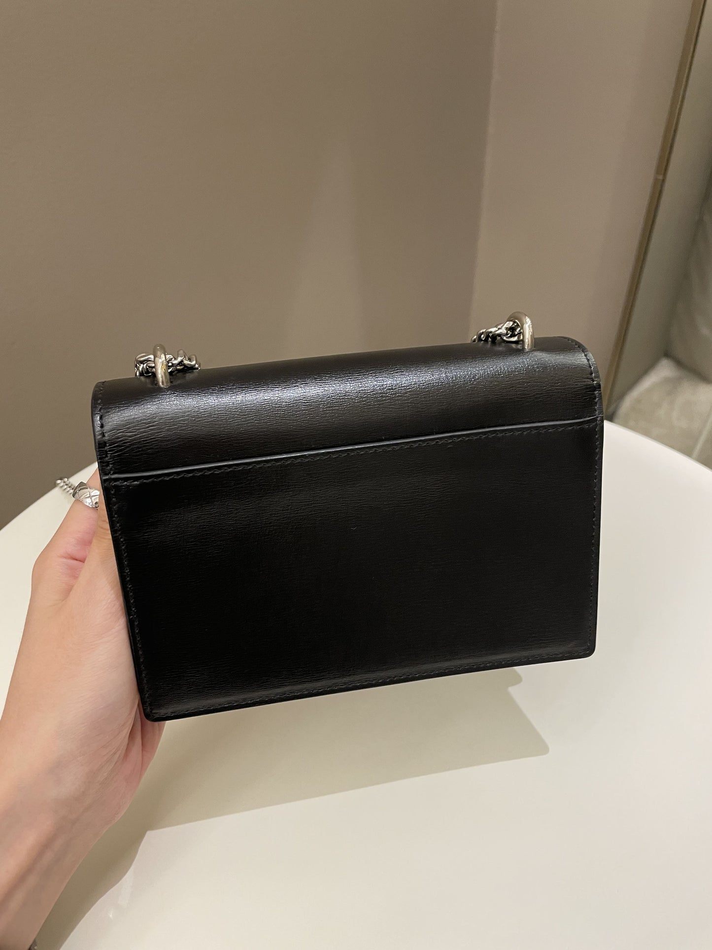 Saint Laurent Sunset Wallet On Chain Black Stiff Calf