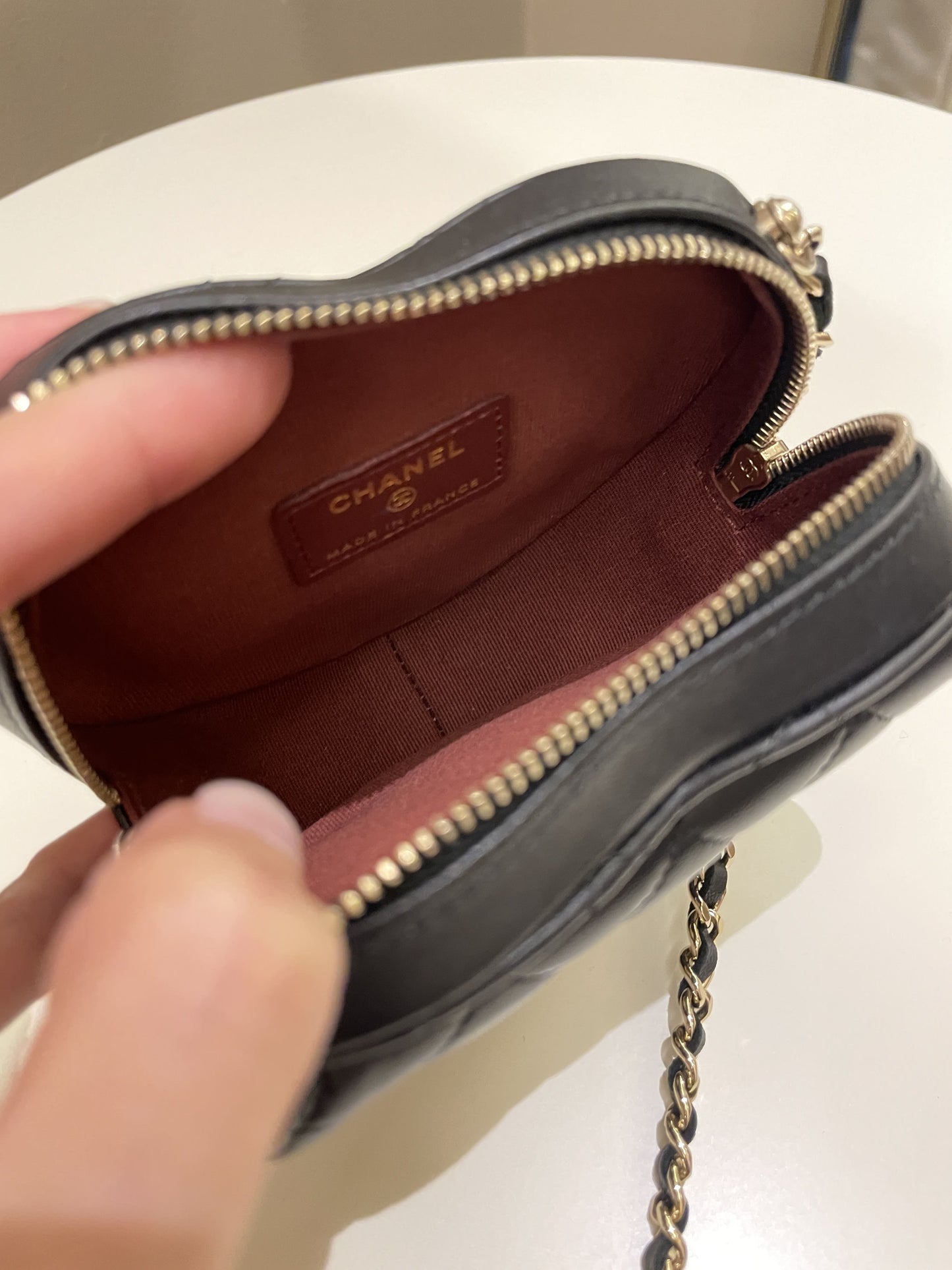 Chanel 22S Heart Bag Black Stiff Lambskin