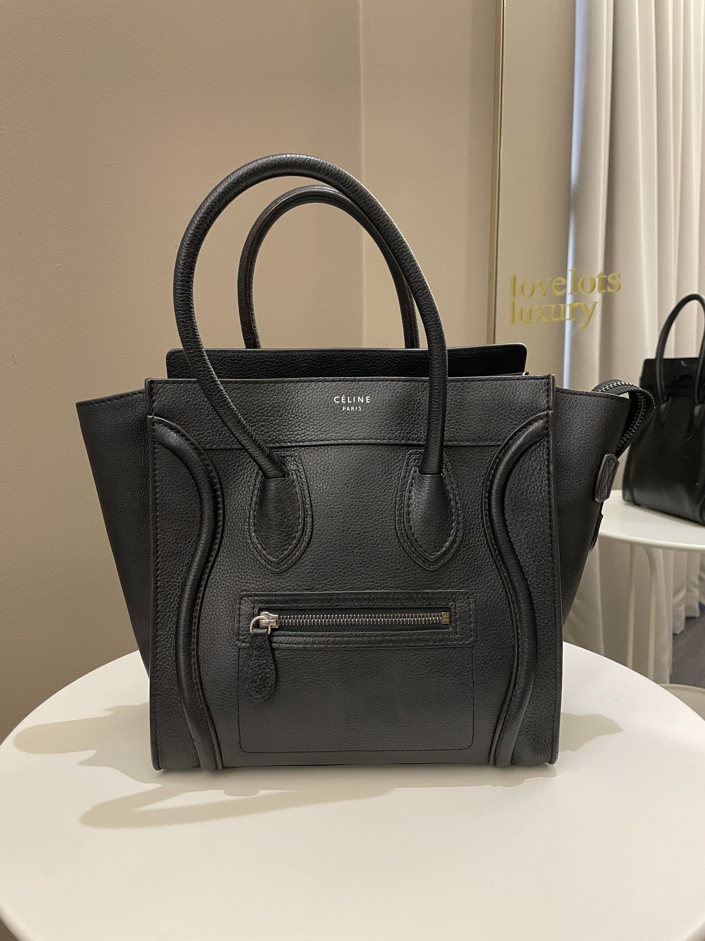 Celine Micro Luggage Black Grainy Leather