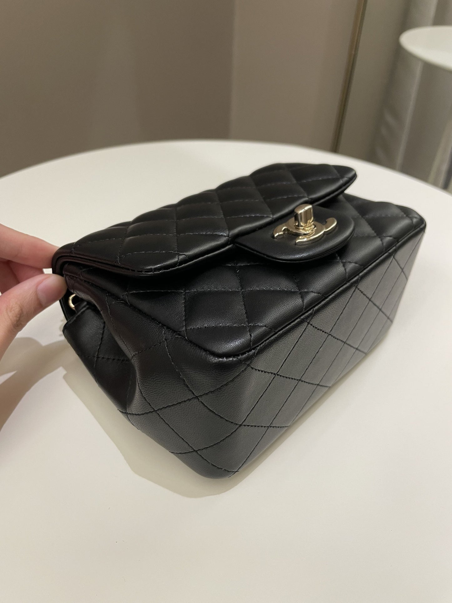 Chanel Classic Quilted Mini Square Black Lambskin