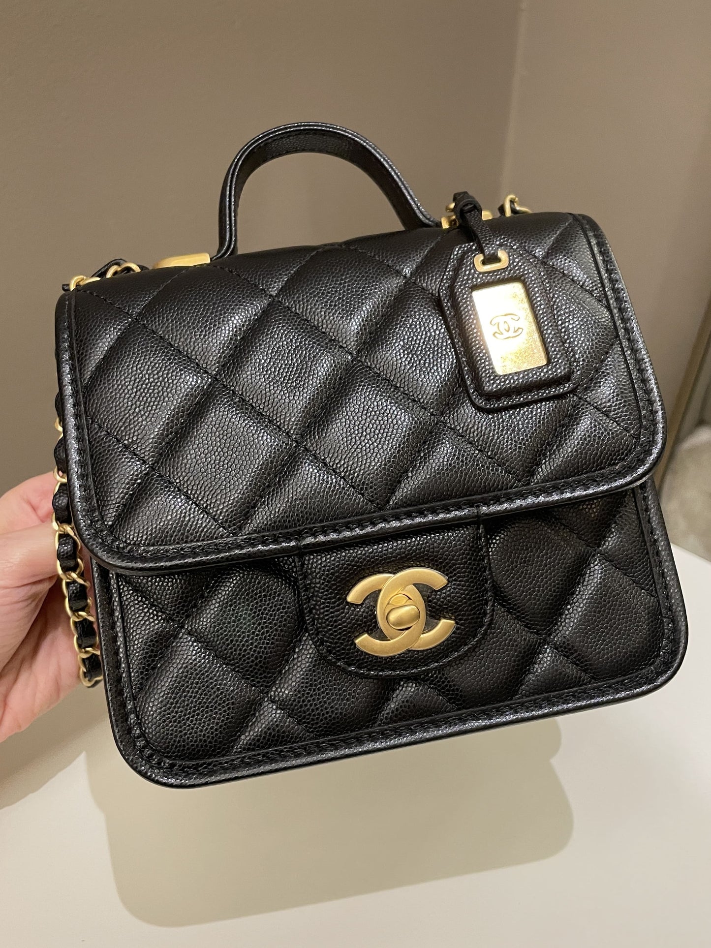 Chanel 22K Flap with Top Handle Black Caviar