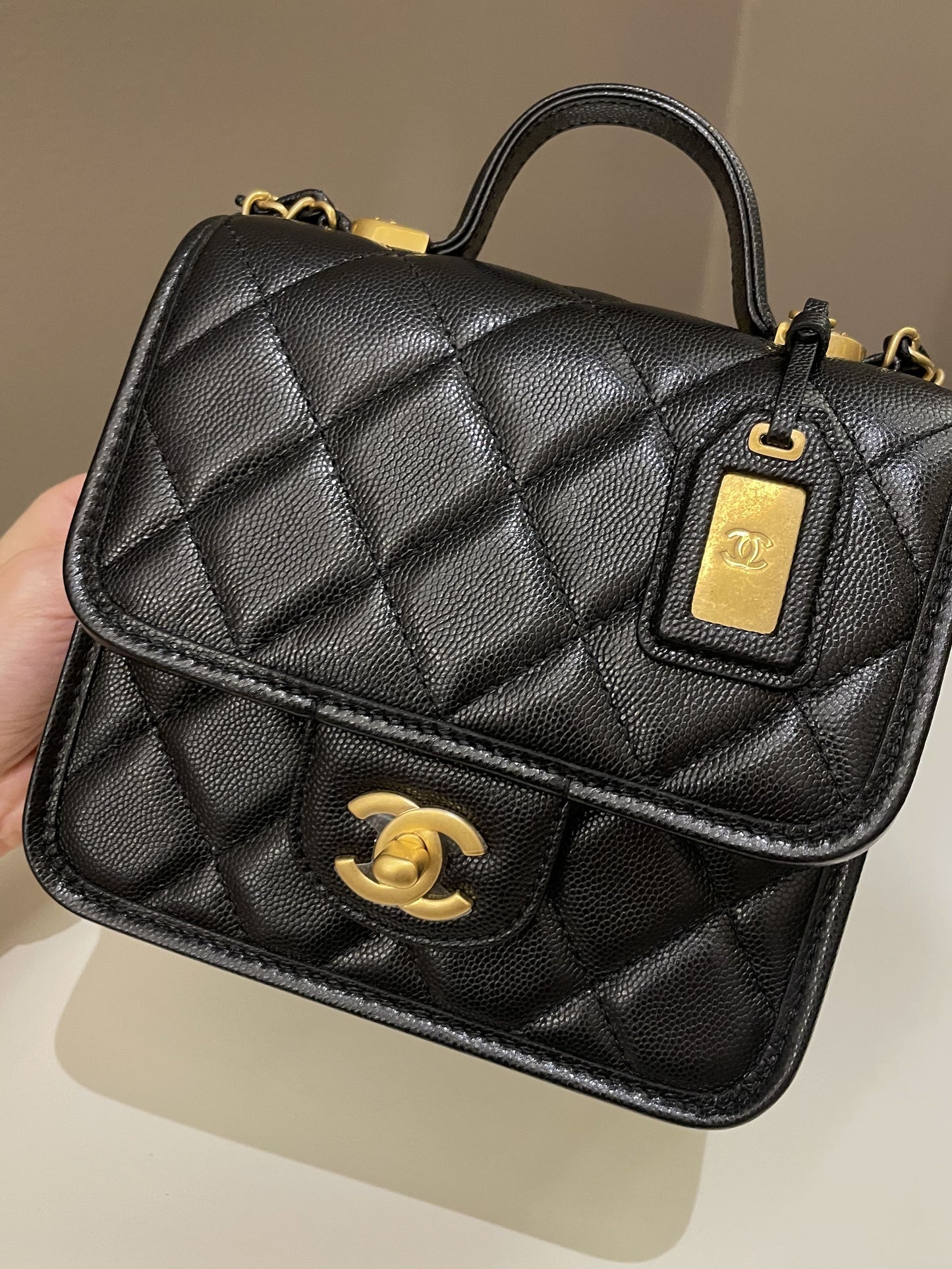 Chanel 22K Flap with Top Handle Black Caviar