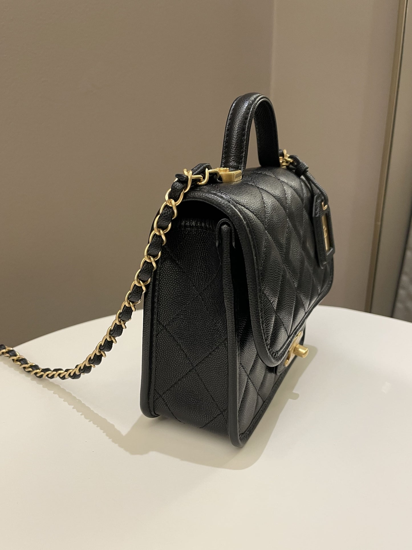 Chanel 22K Flap with Top Handle Black Caviar