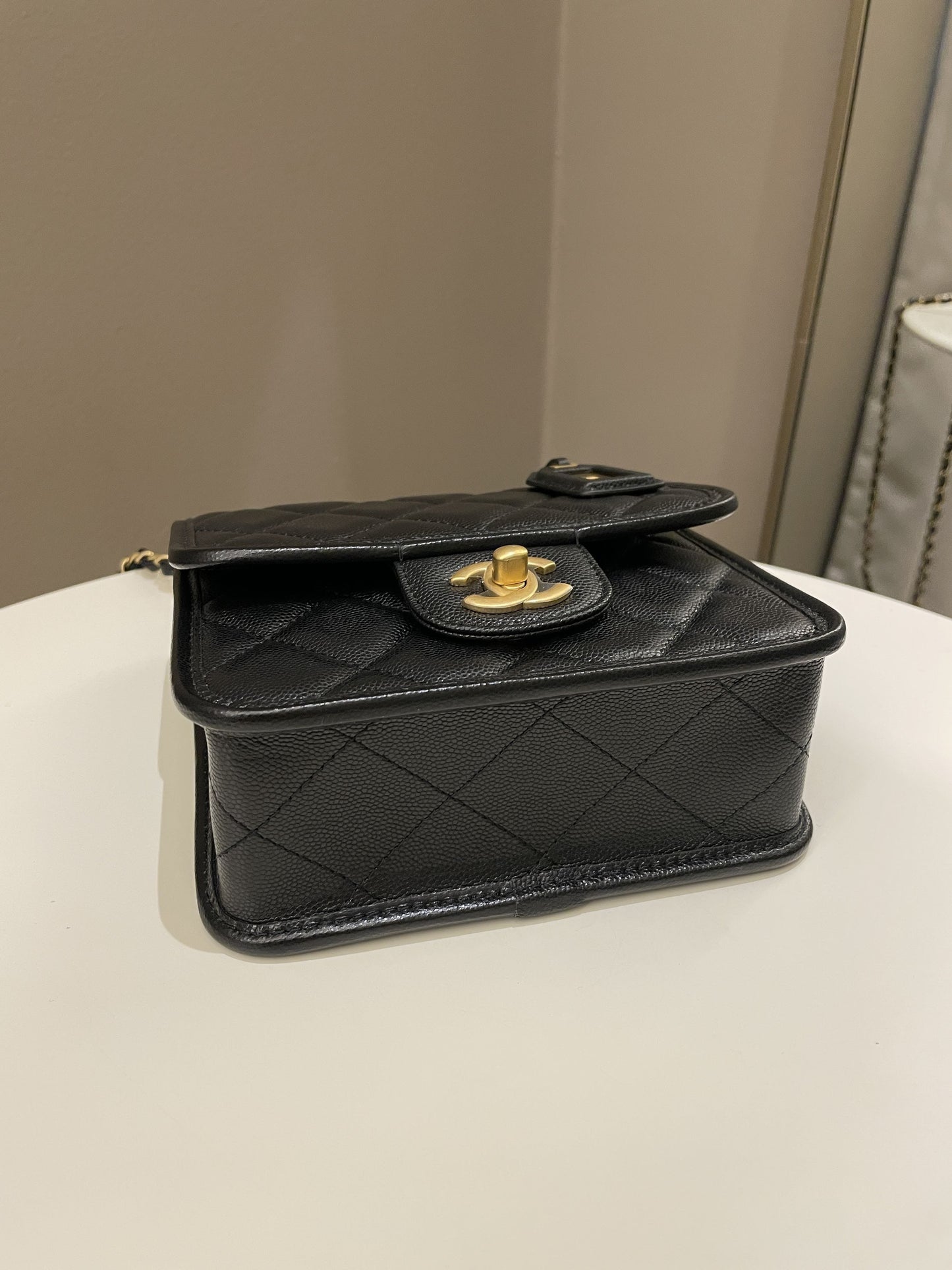 Chanel 22K Flap with Top Handle Black Caviar