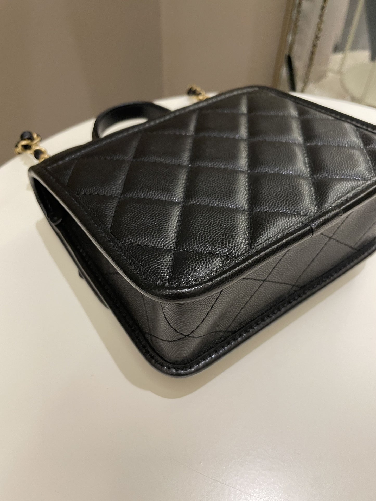 Chanel 22K Flap with Top Handle Black Caviar
