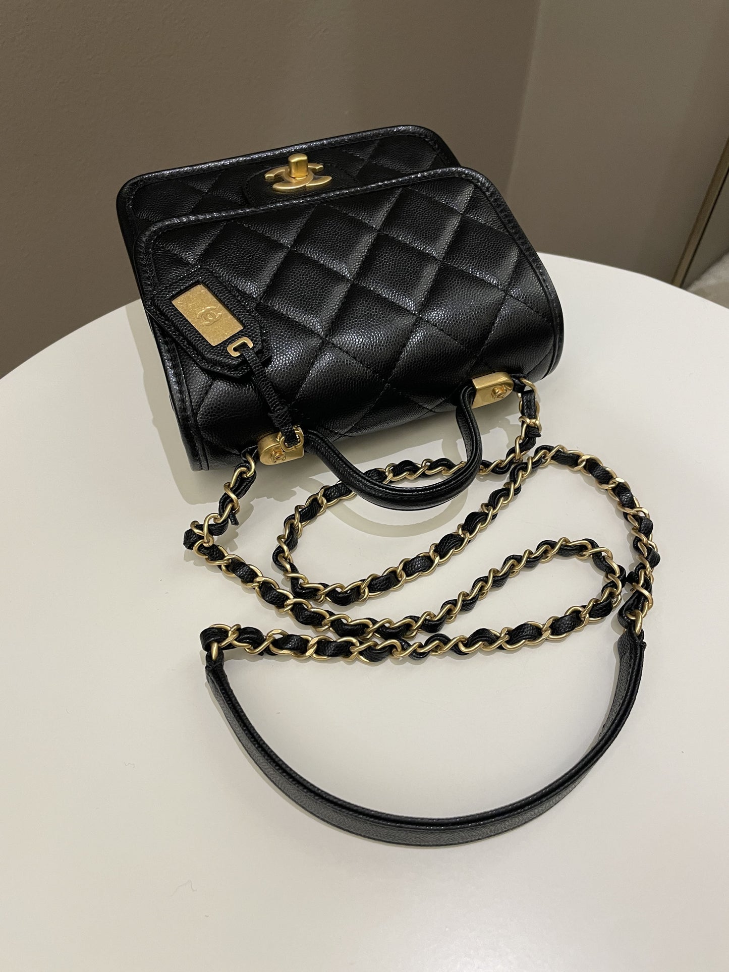 Chanel 22K Flap with Top Handle Black Caviar