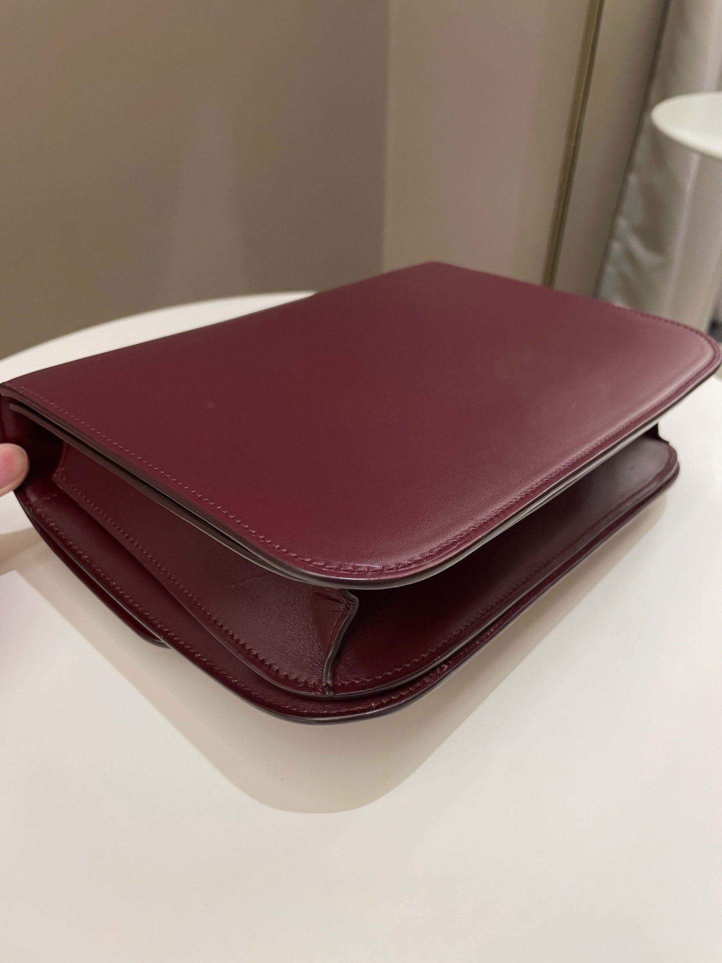Celine Box Bag Burgundy Calfskin