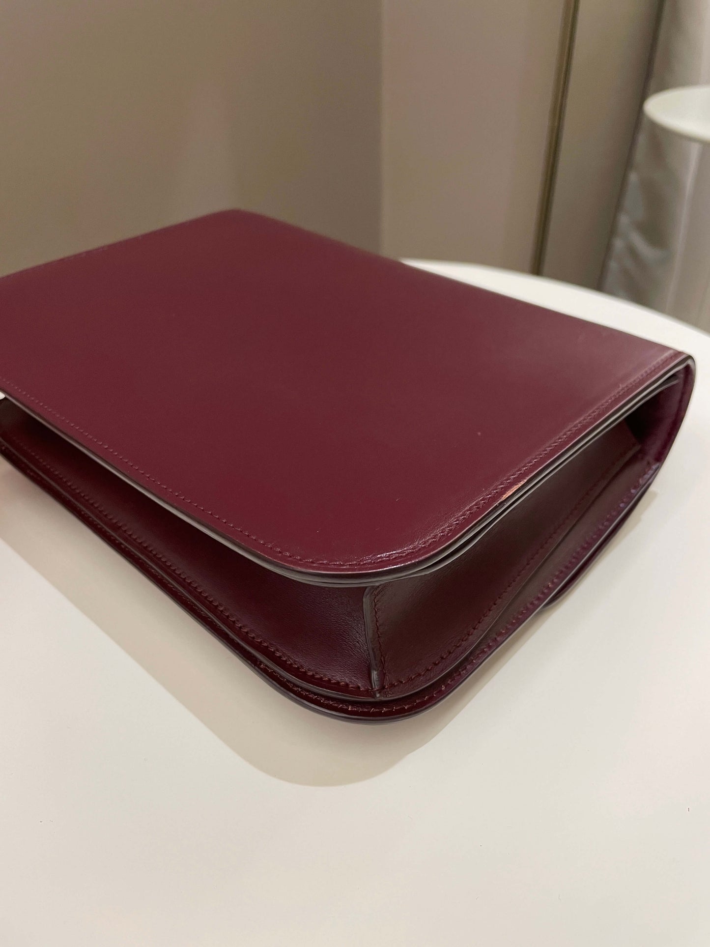 Celine Box Bag Burgundy Calfskin