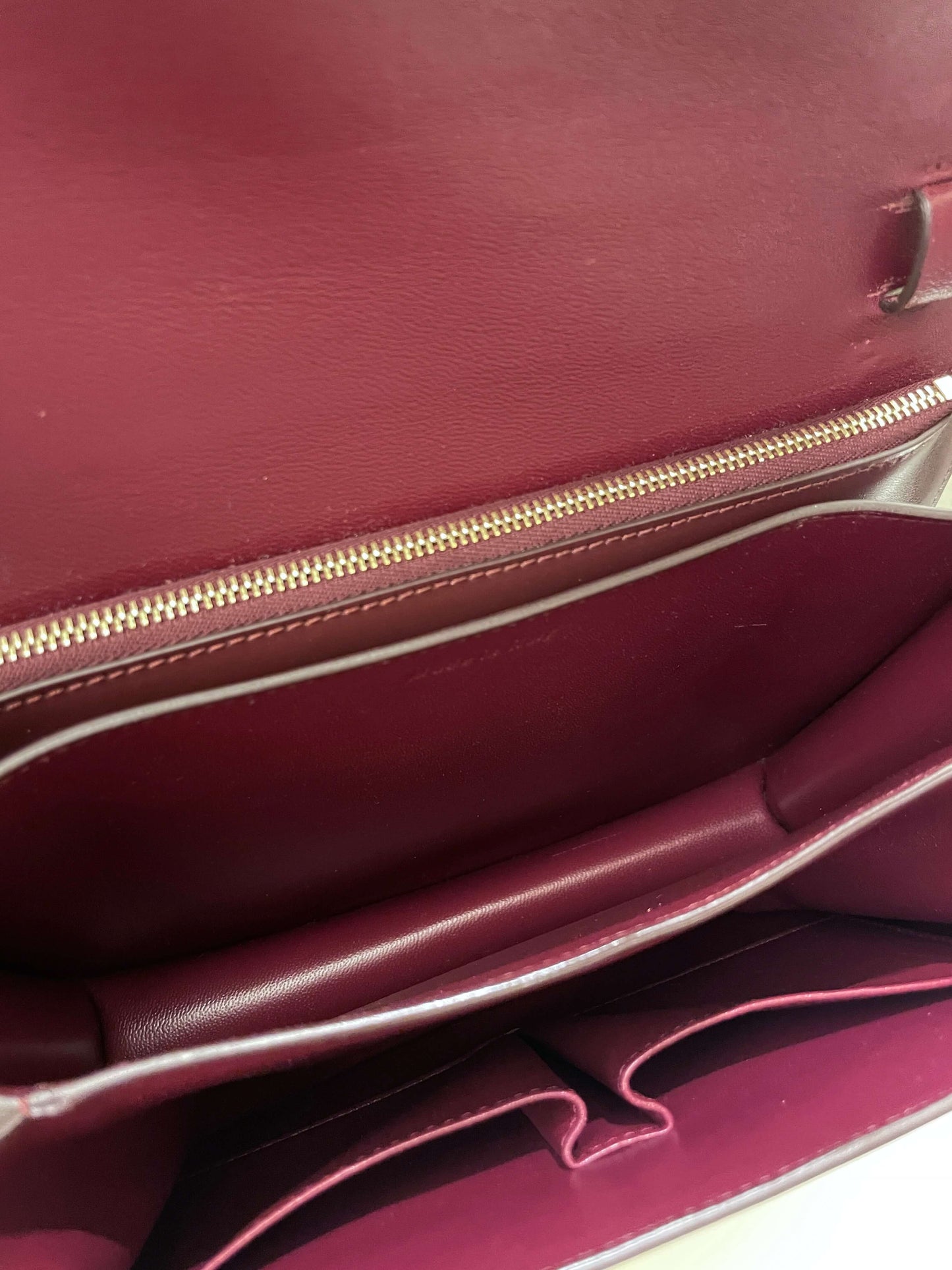 Celine Box Bag Burgundy Calfskin