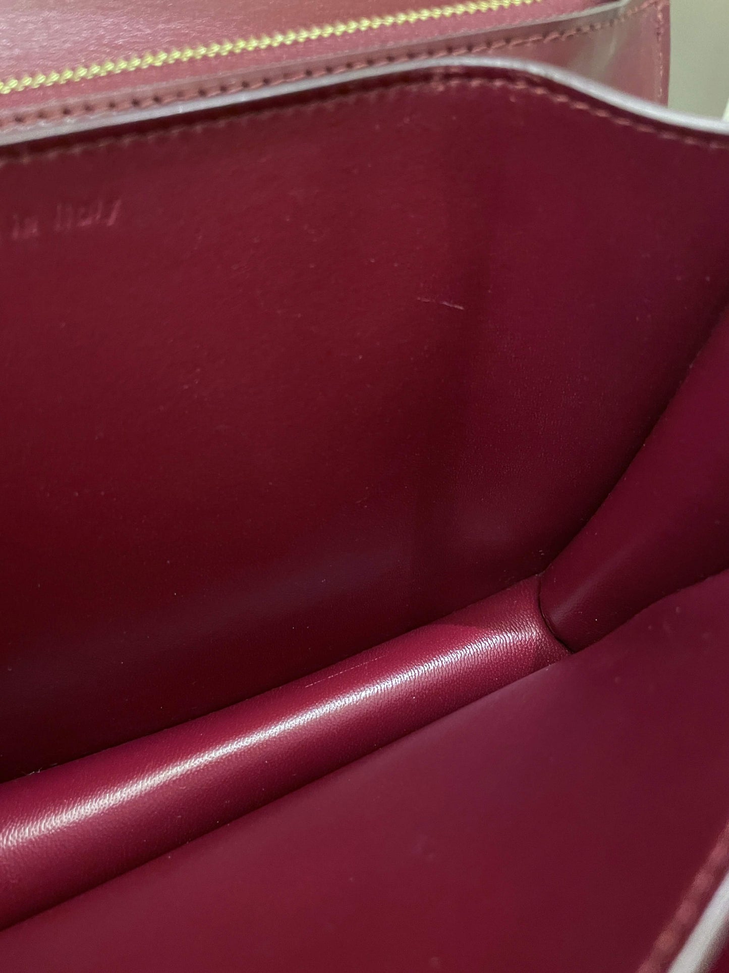 Celine Box Bag Burgundy Calfskin