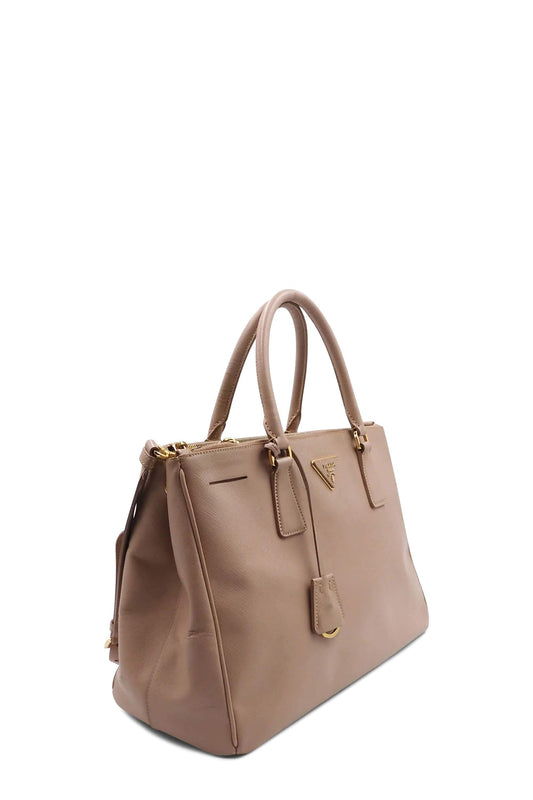 Medium Saffiano Lux Double Zip Tote