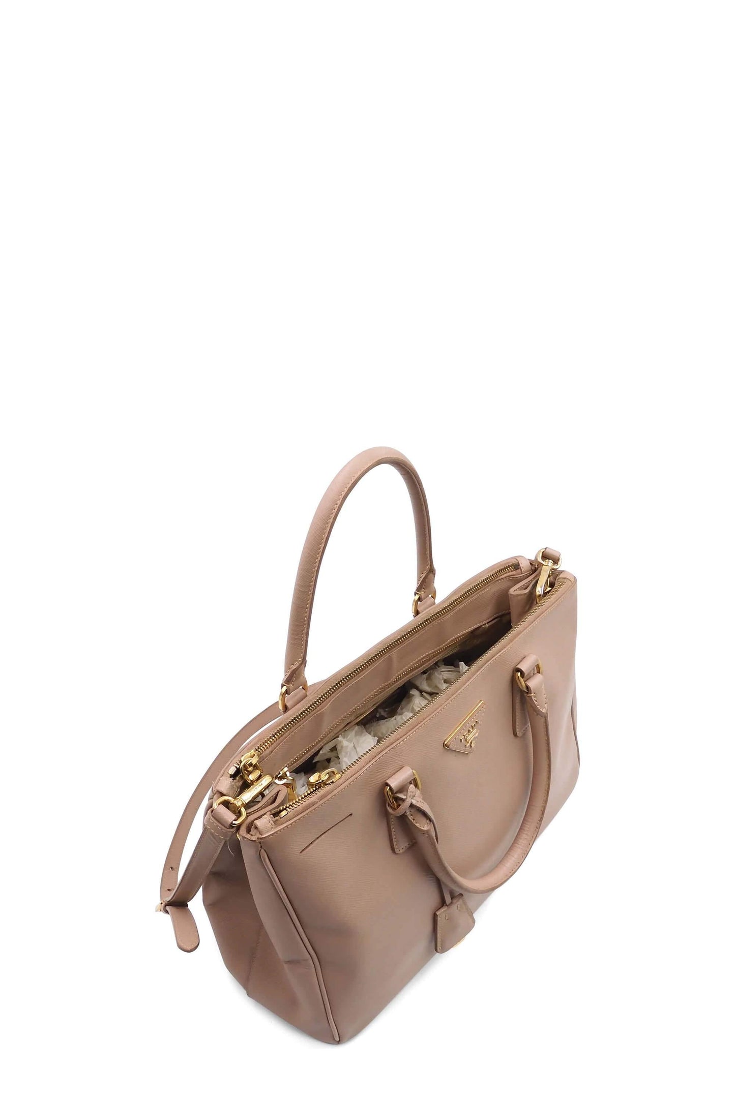 Medium Saffiano Lux Double Zip Tote