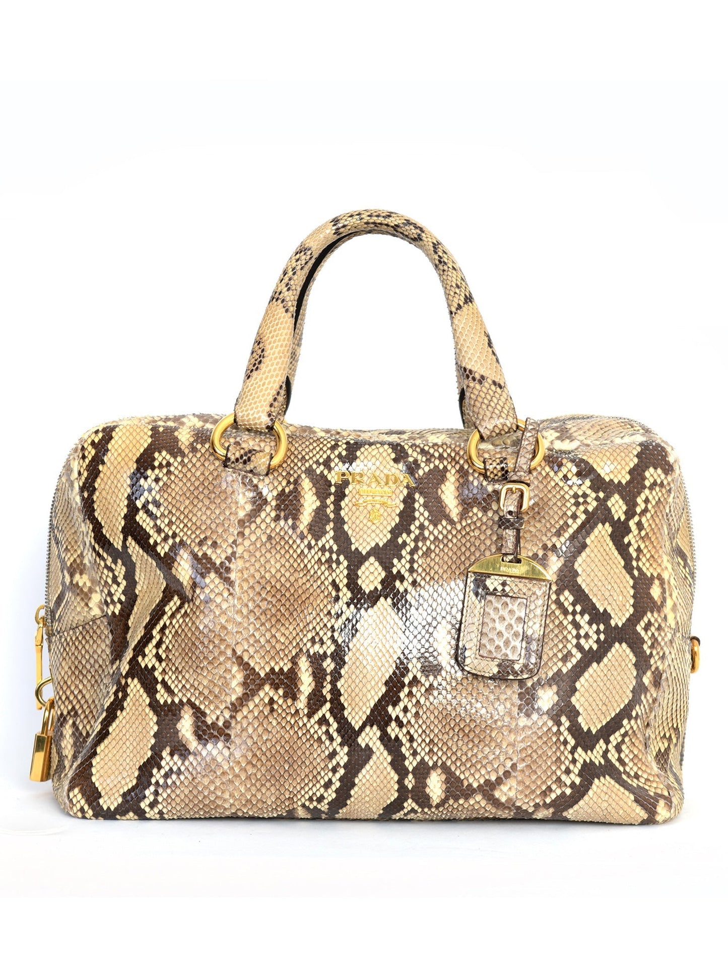 Beige Tone Snakeskin Bowling Bag
