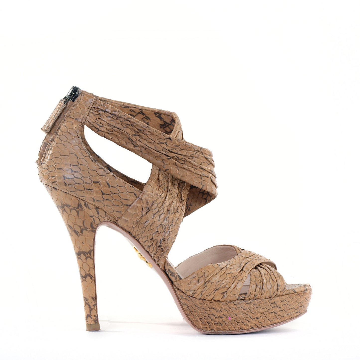 Nude Snakeskin Platform Sandals