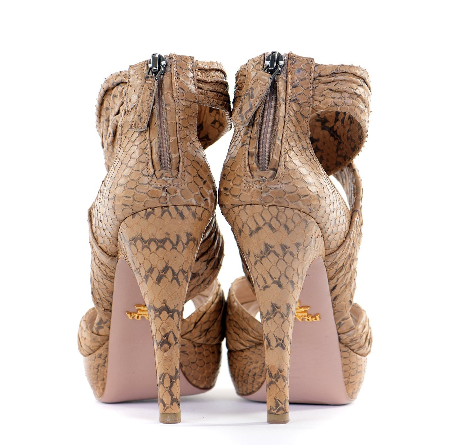 Nude Snakeskin Platform Sandals