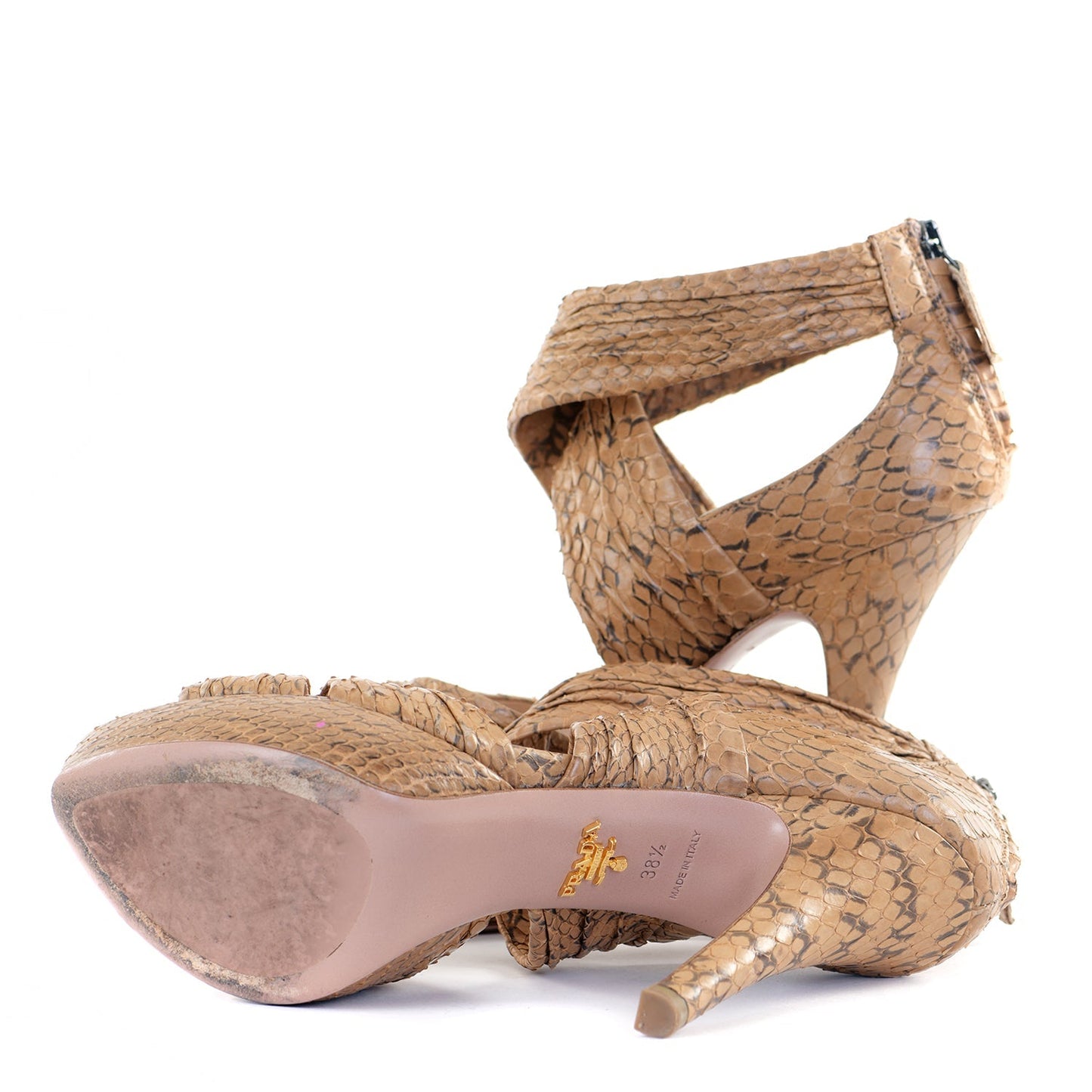 Nude Snakeskin Platform Sandals