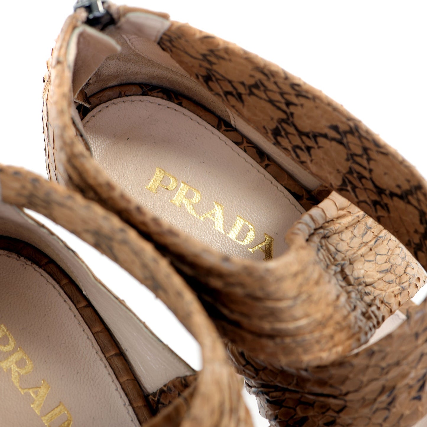 Nude Snakeskin Platform Sandals