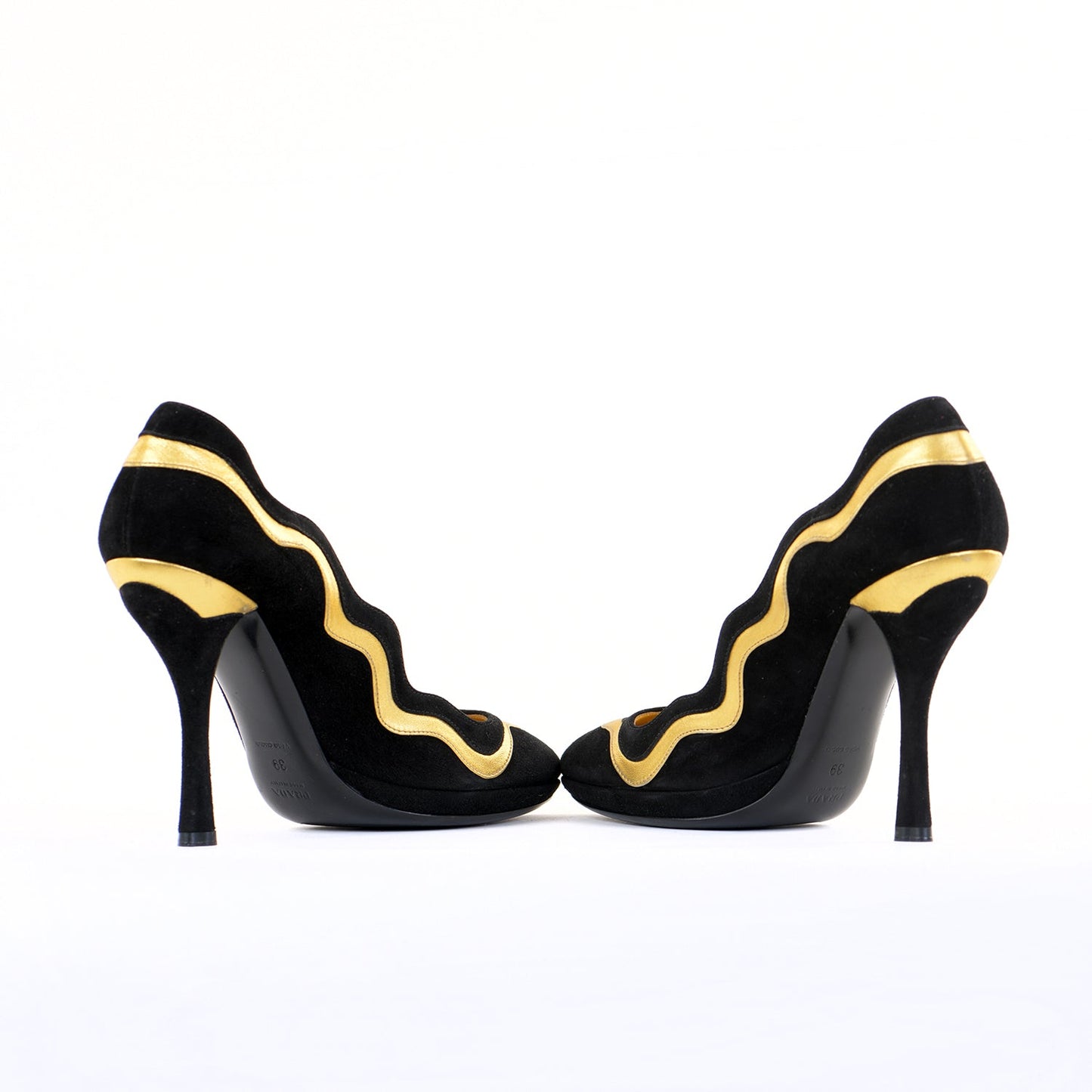 Suede Metallic Gold Swirl Pumps