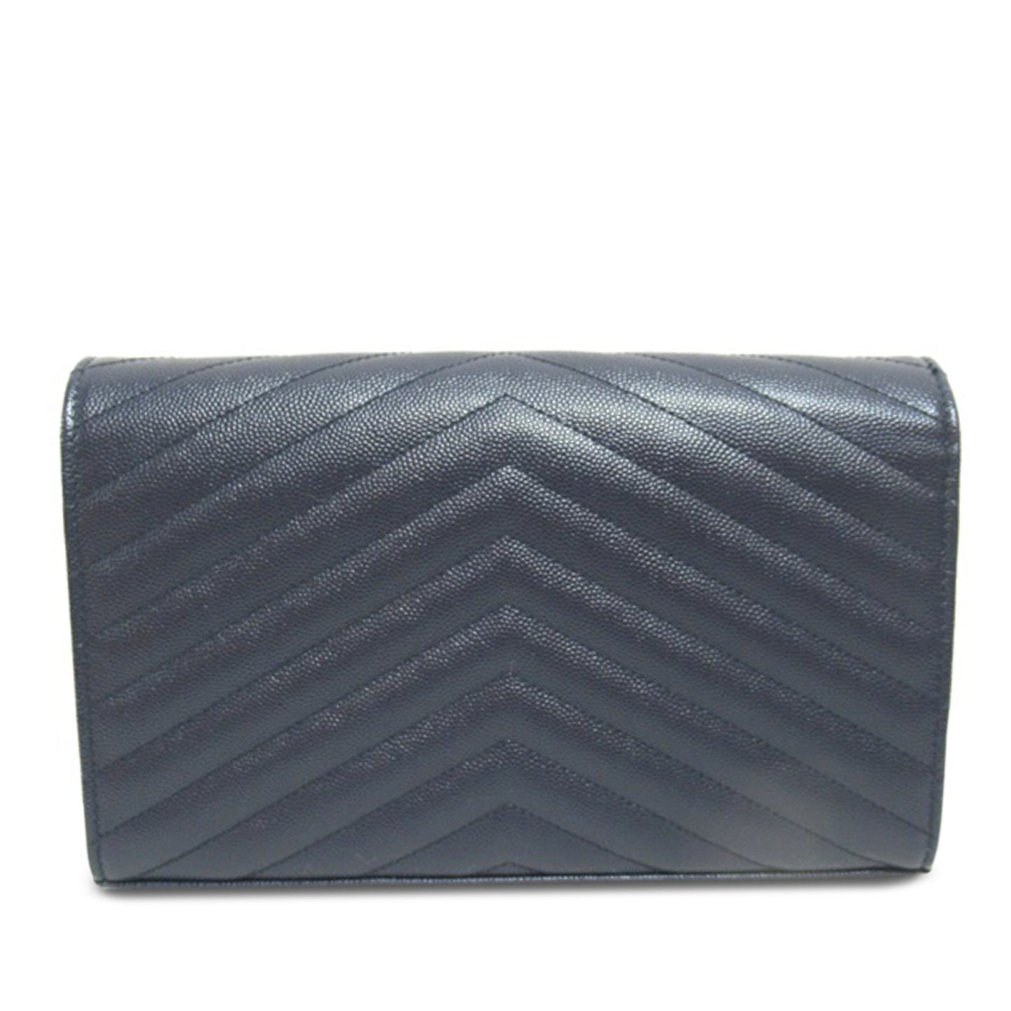 Yves Saint Laurent Envelope Wallet on Chain Blue Leather