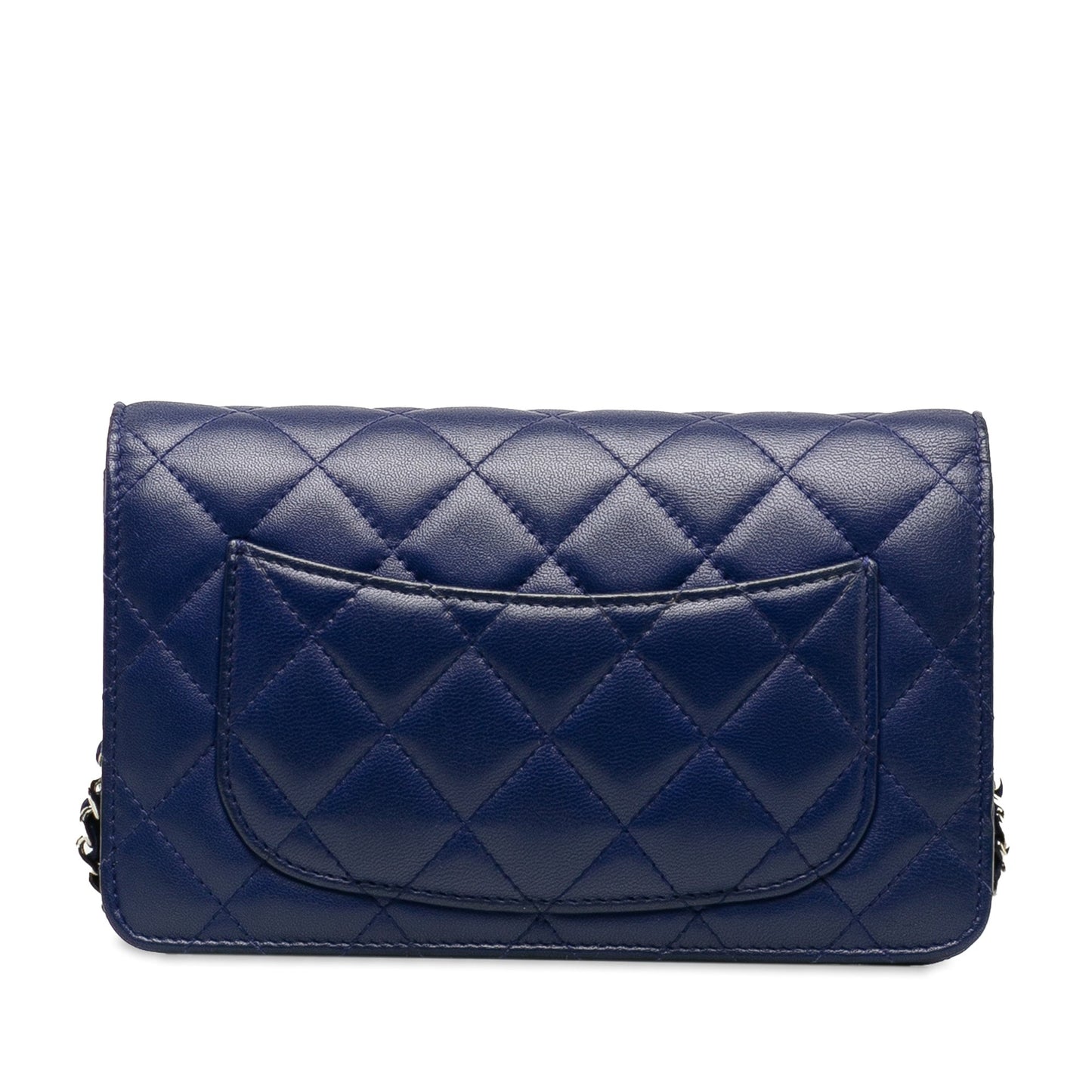 Chanel Wallet On Chain Blue Lambskin Silver
