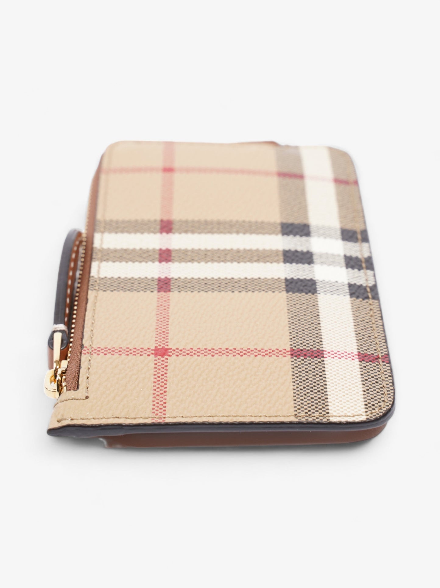 Burberry Check Zip Card Case Archive Beige Coated Canvas