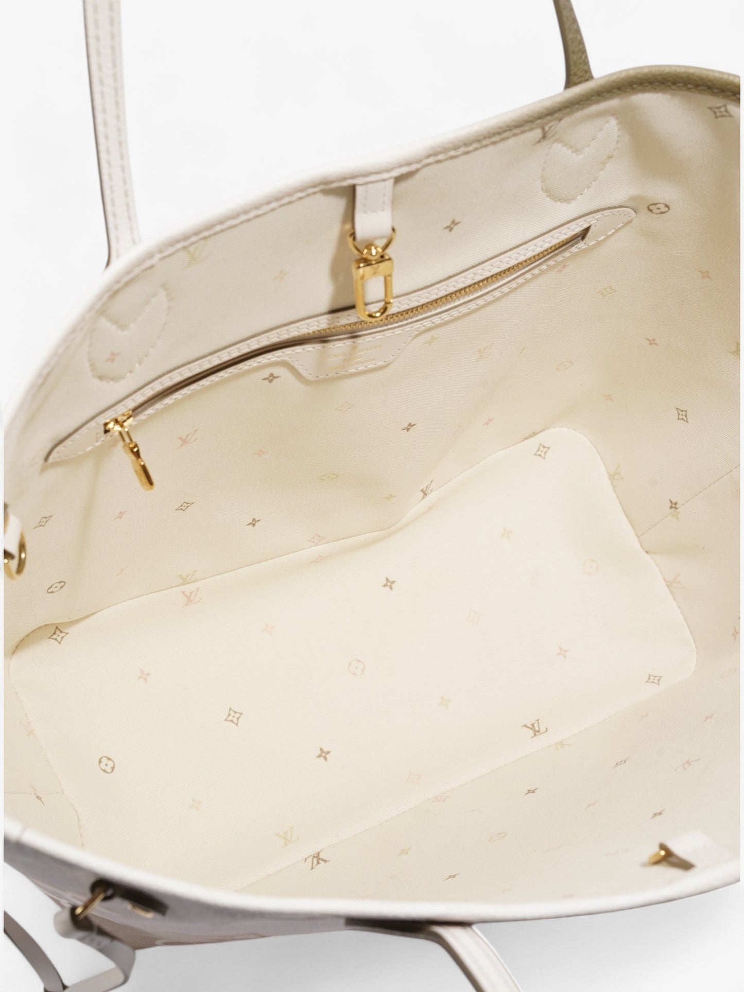 Louis Vuitton Neverfull Spring In The City Khaki / White / Beige Coated Canvas MM
