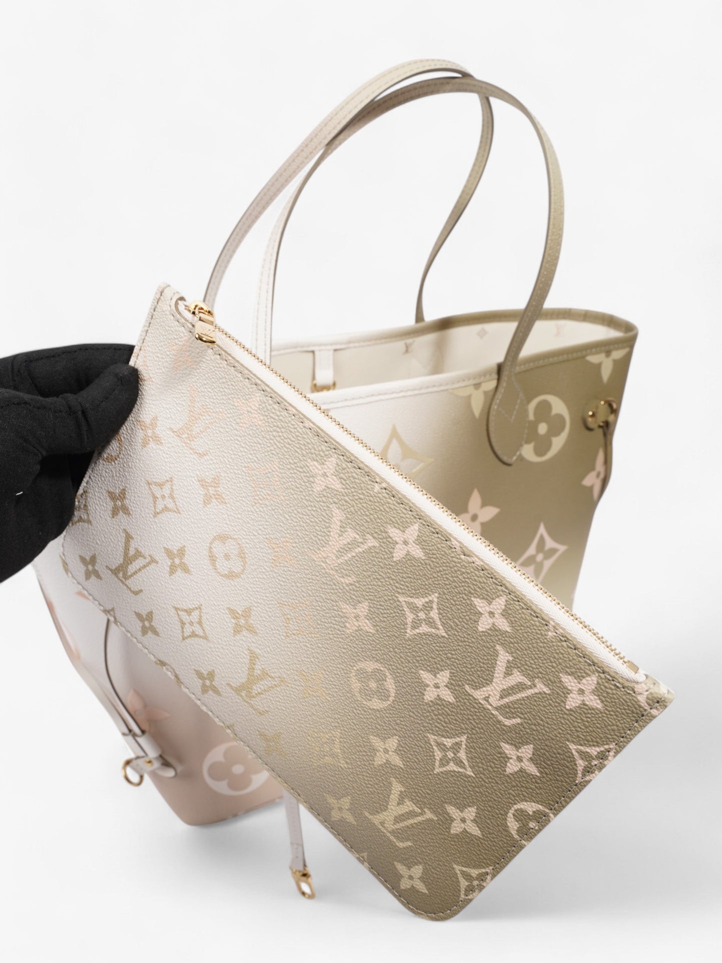 Louis Vuitton Neverfull Spring In The City Khaki / White / Beige Coated Canvas MM