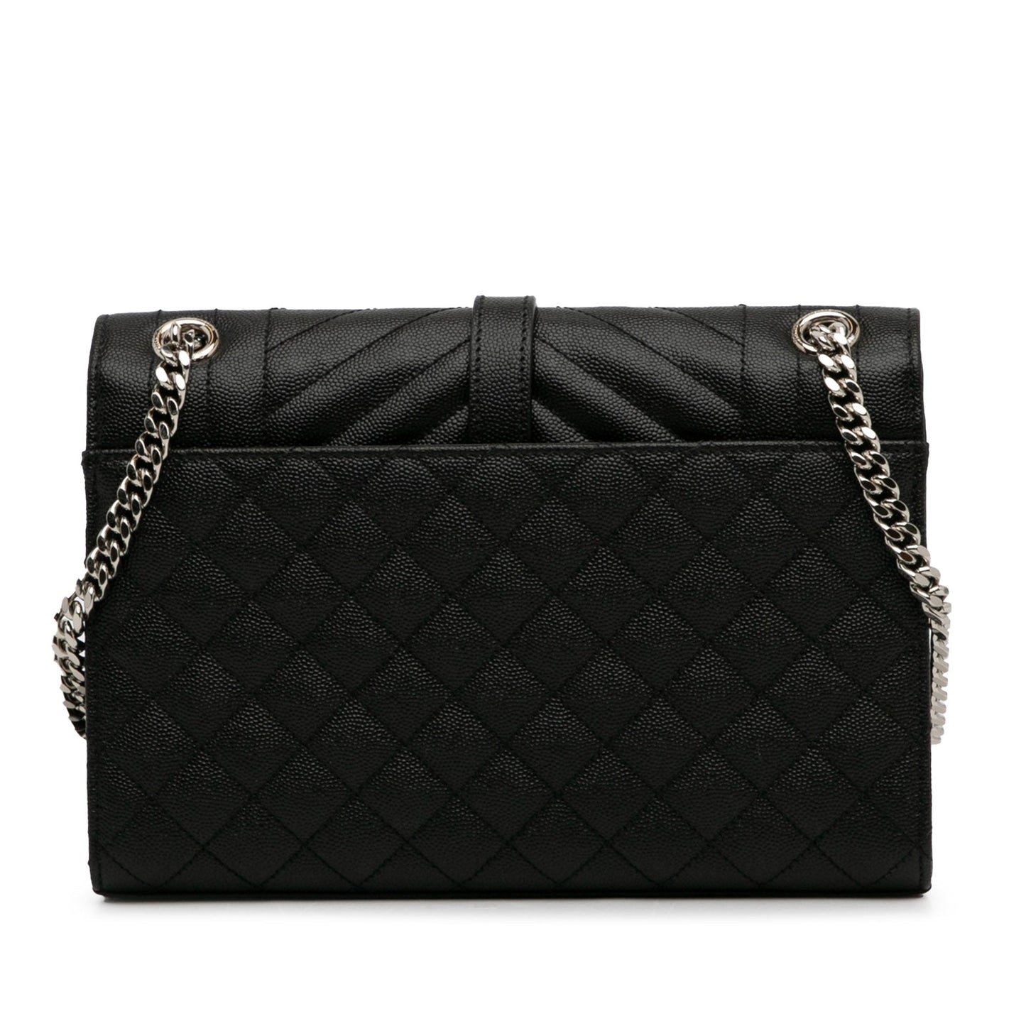 Yves Saint Laurent Triquilt Envelope Medium Black Leather