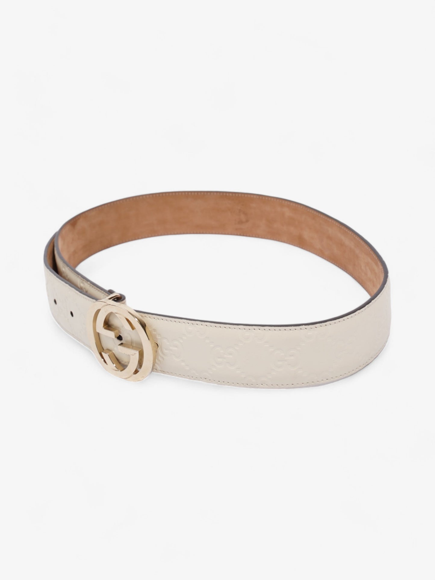Gucci Interlocking G Belt White Leather 75cm 30"