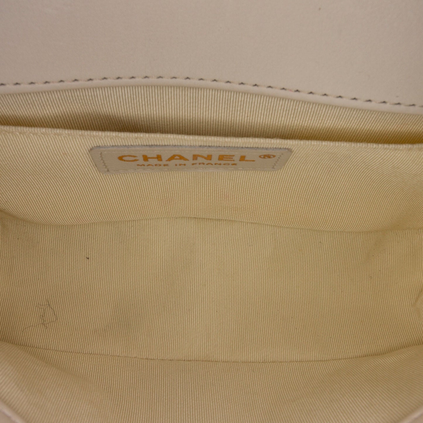 Chanel Boy Small White Embroidered Lurex Chevron Lambskin Gold