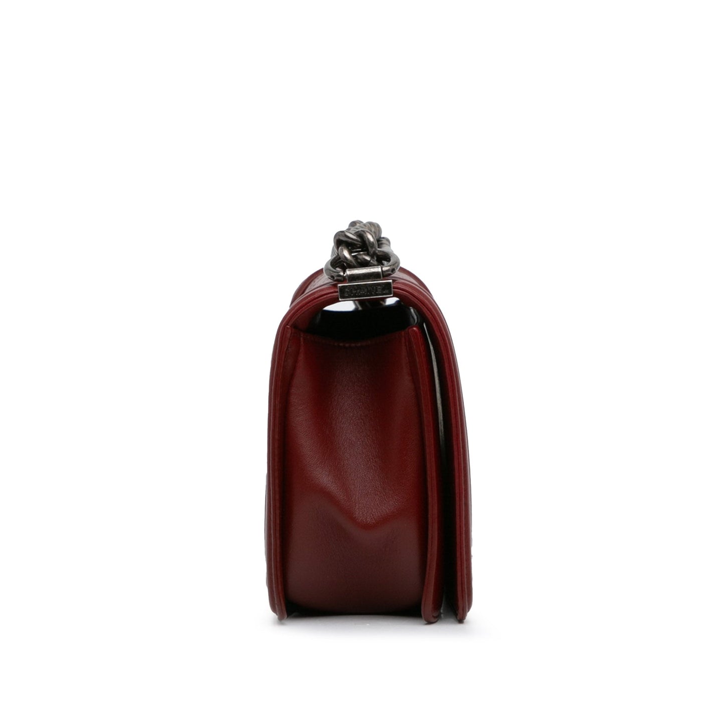 Chanel Boy Flap Bag Medium Red Lambskin Ruthenium