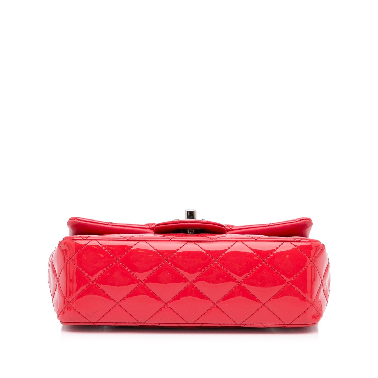 Chanel Classic Single Flap Mini Red Patent Leather Silver
