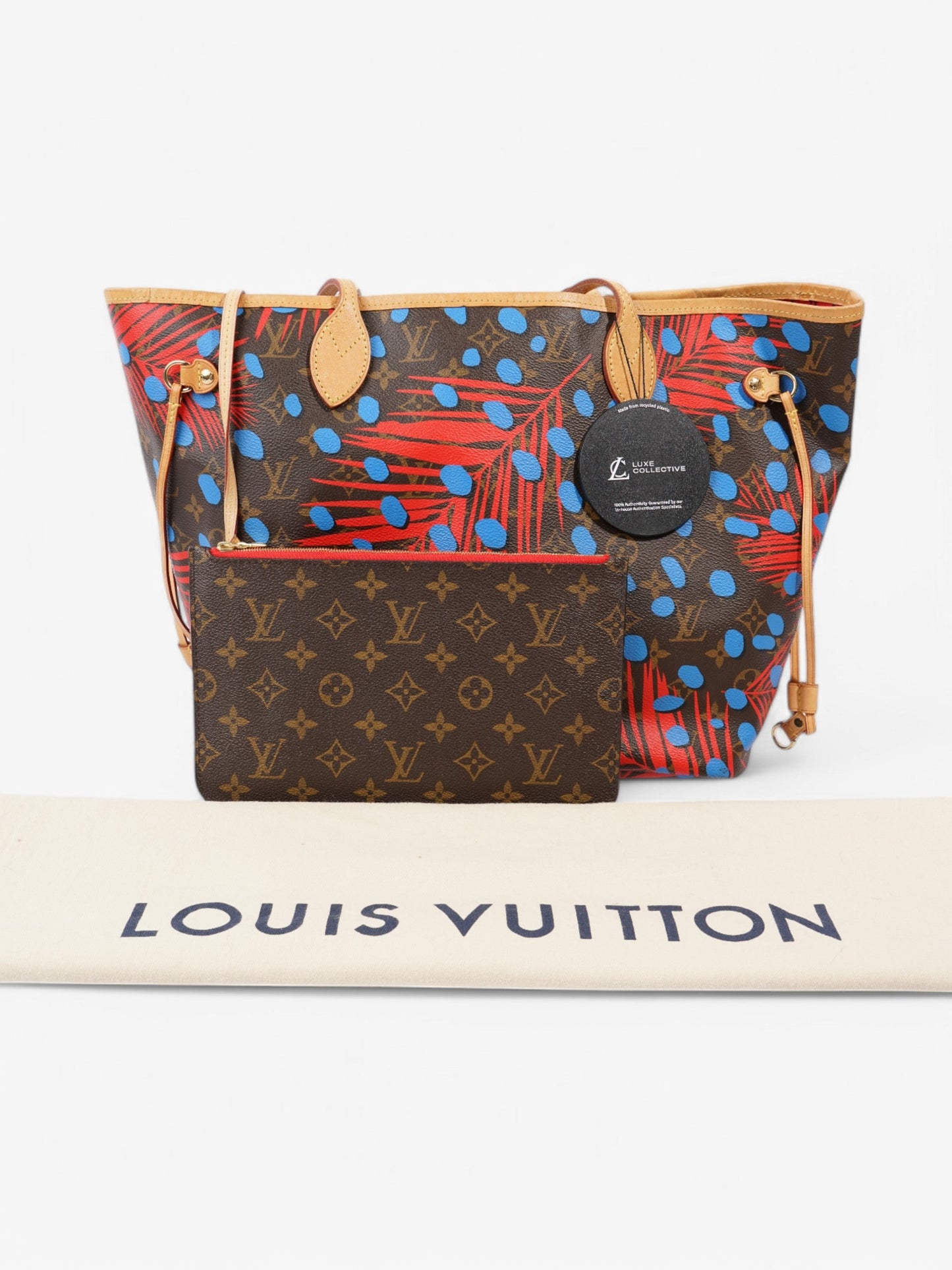 Louis Vuitton Neverfull Monogram / Red / Blue Coated Canvas MM