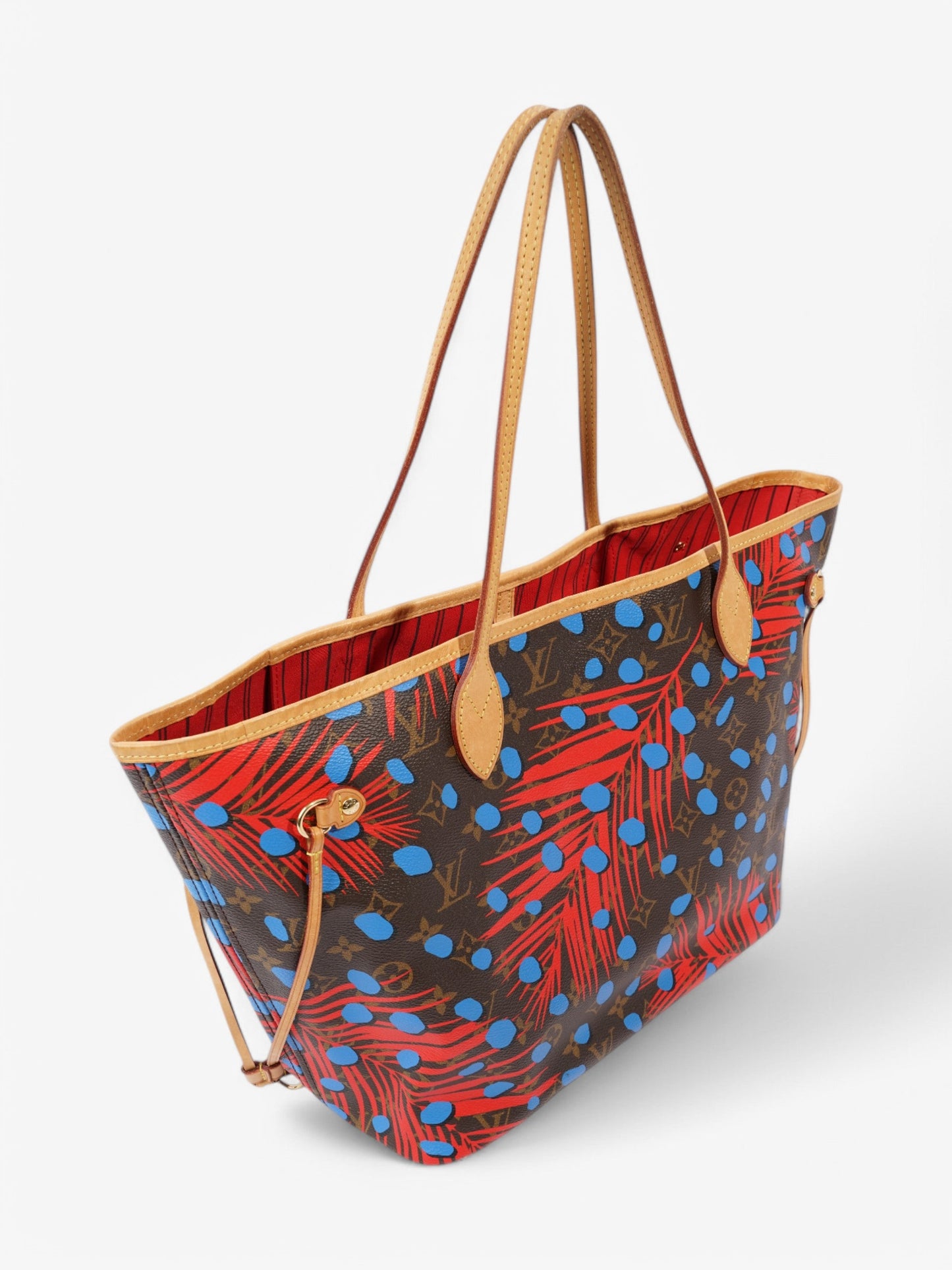 Louis Vuitton Neverfull Monogram / Red / Blue Coated Canvas MM