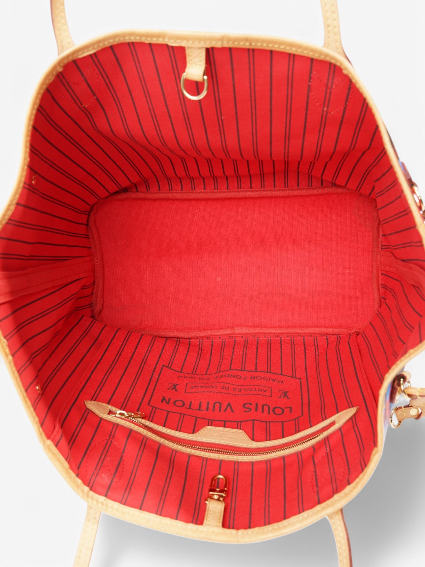 Louis Vuitton Neverfull Monogram / Red / Blue Coated Canvas MM