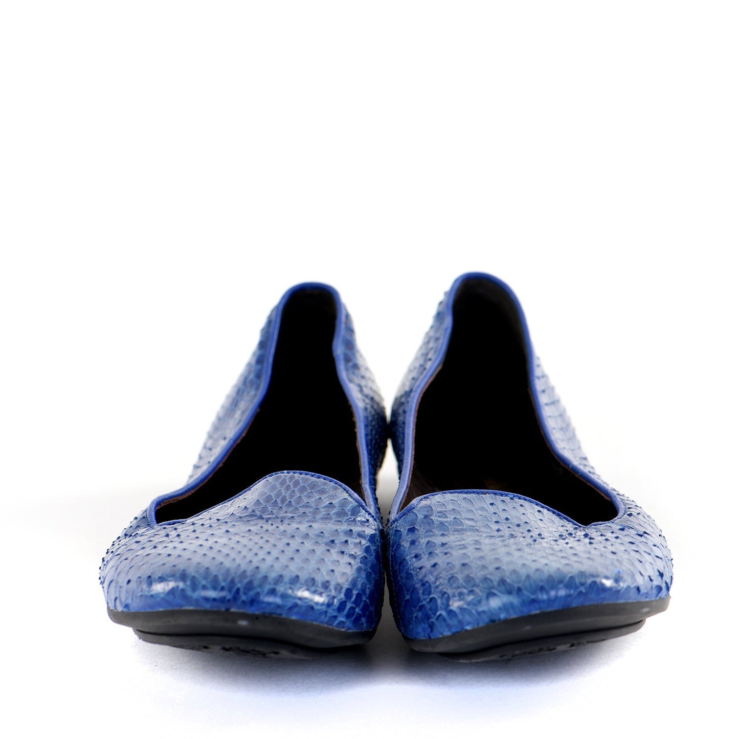 Cobalt Snakeskin Flat Pumps
