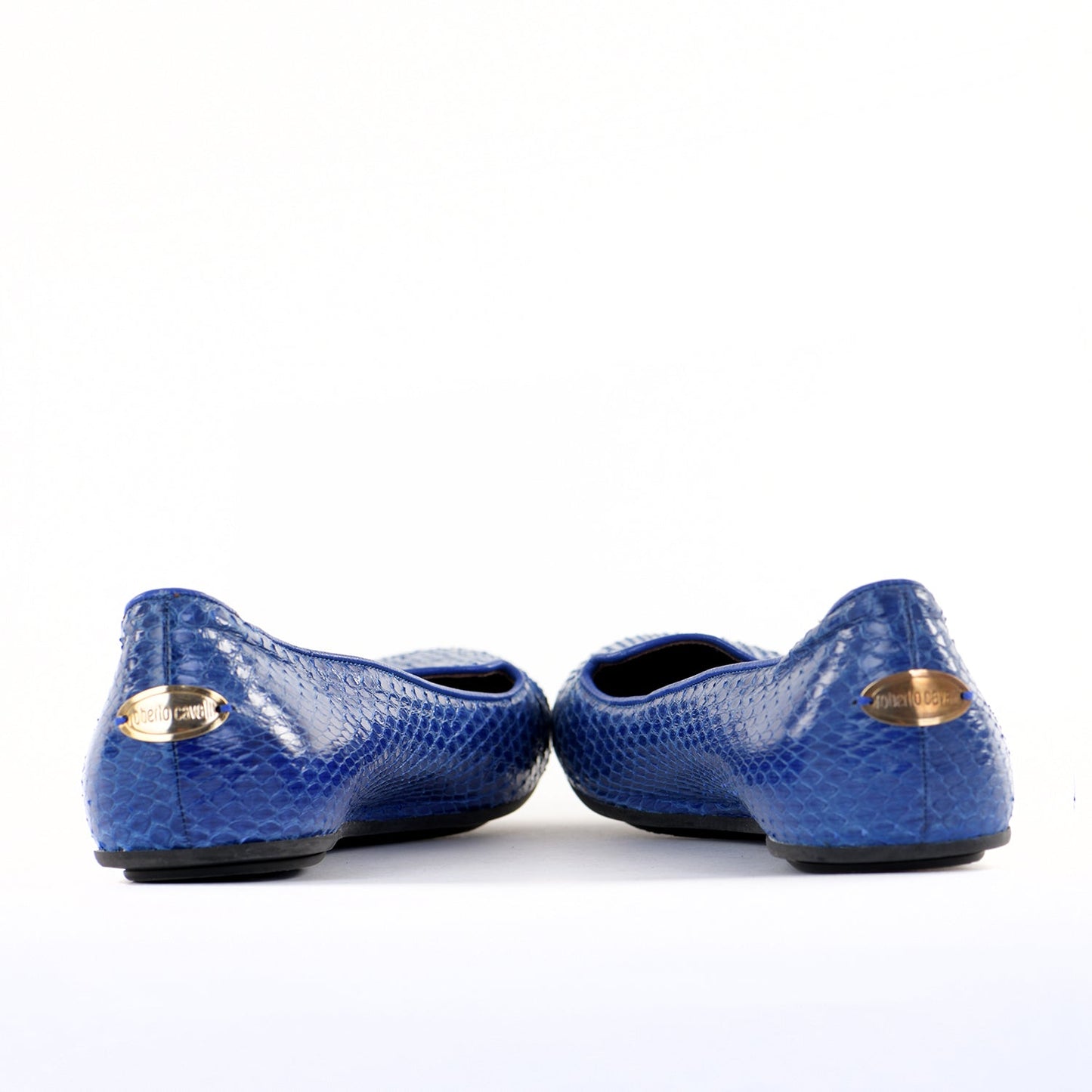 Cobalt Snakeskin Flat Pumps