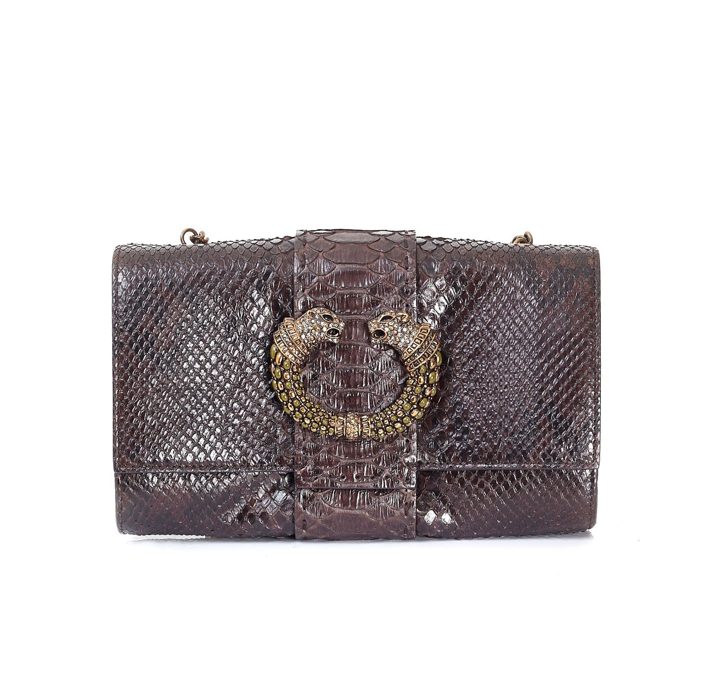Brown Snakeskin Mini Shoulder Bag