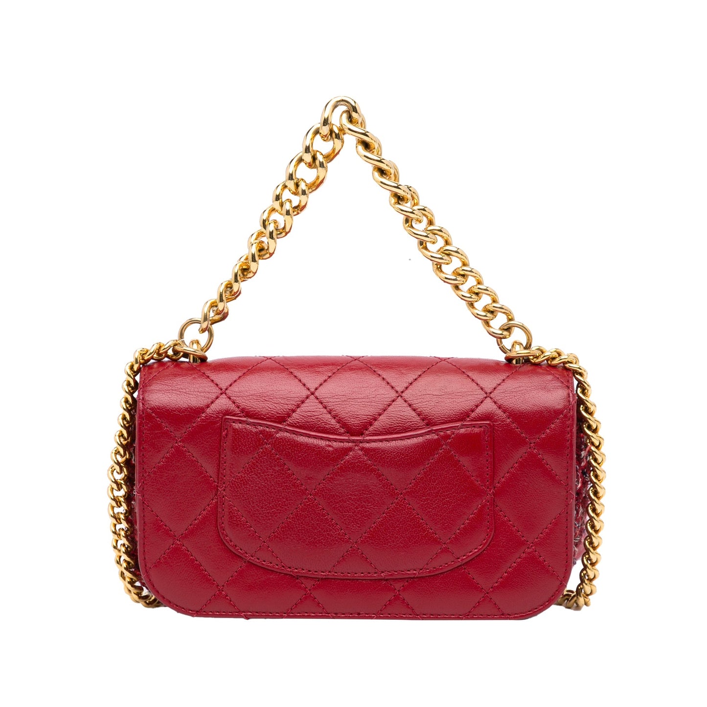 Chanel Classic Single Flap Red Tweed Lambskin Gold