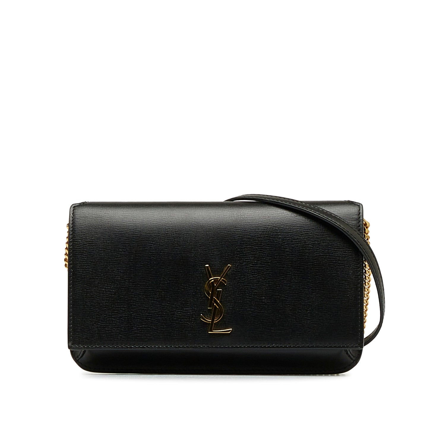 Yves Saint Laurent Cassandre Phone Holder Bag BlackLeather