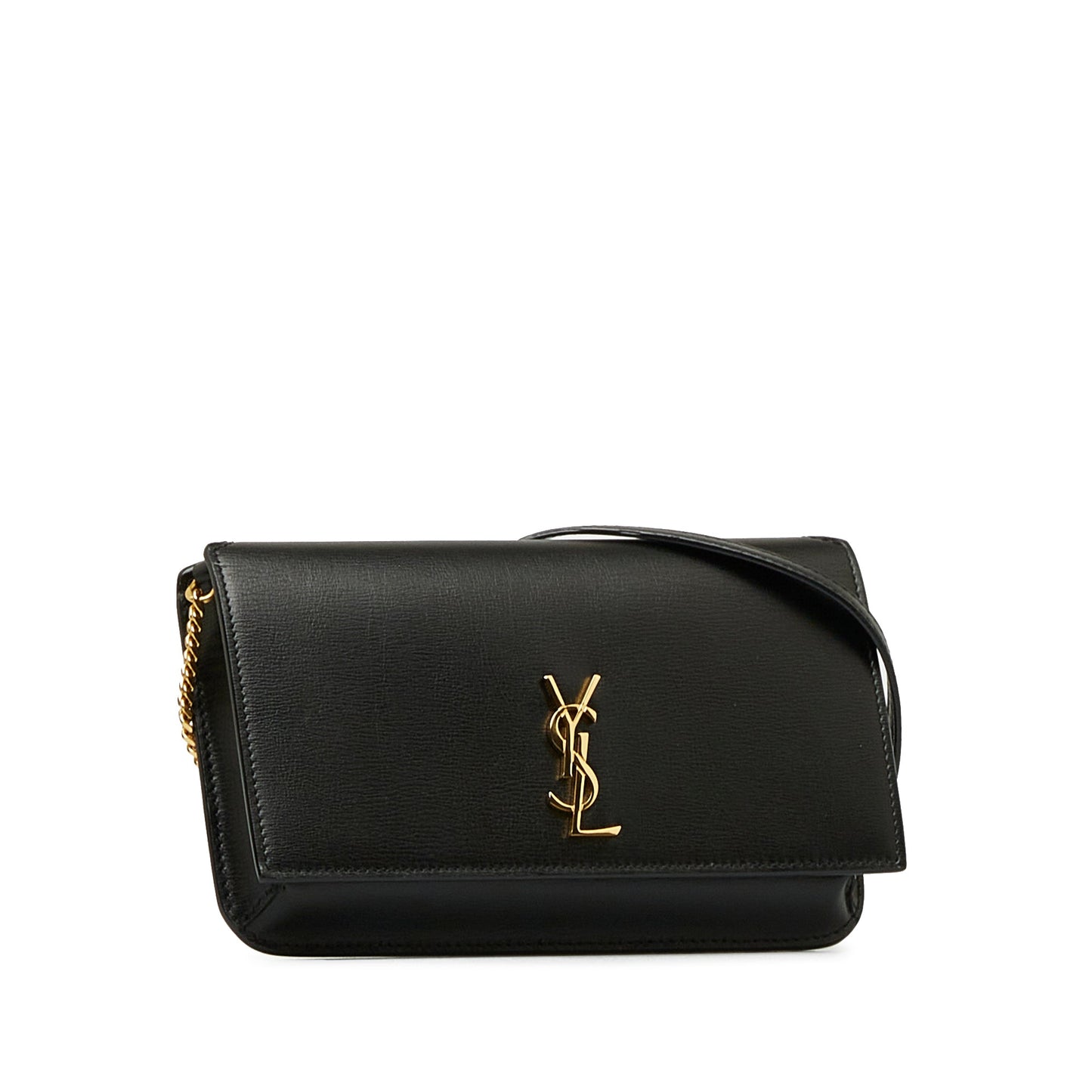 Yves Saint Laurent Cassandre Phone Holder Bag BlackLeather